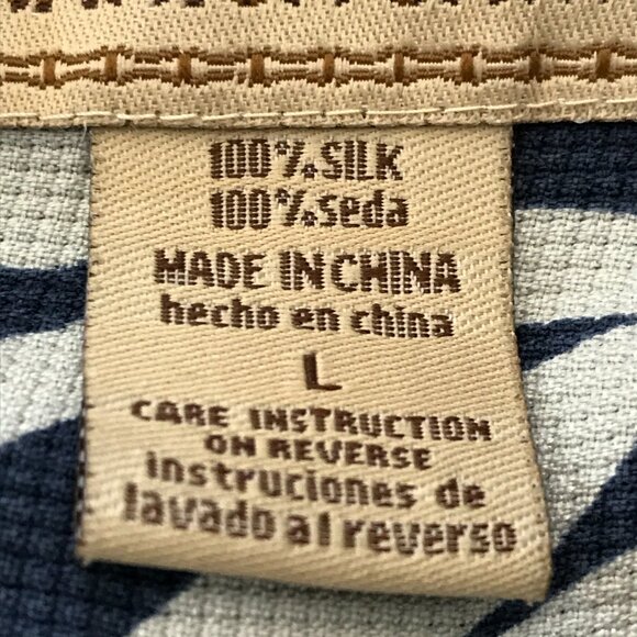 Jamaica Jaxx Hawaiian 100% Silk Shirt Men L Blue Floral Button Up Pocket 17981 - Picture 4 of 13